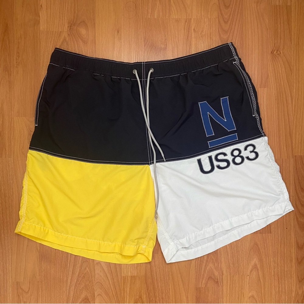 Vintage Nautica Men’s Color Block, Logo & Lined Swim Trunks Size XXL